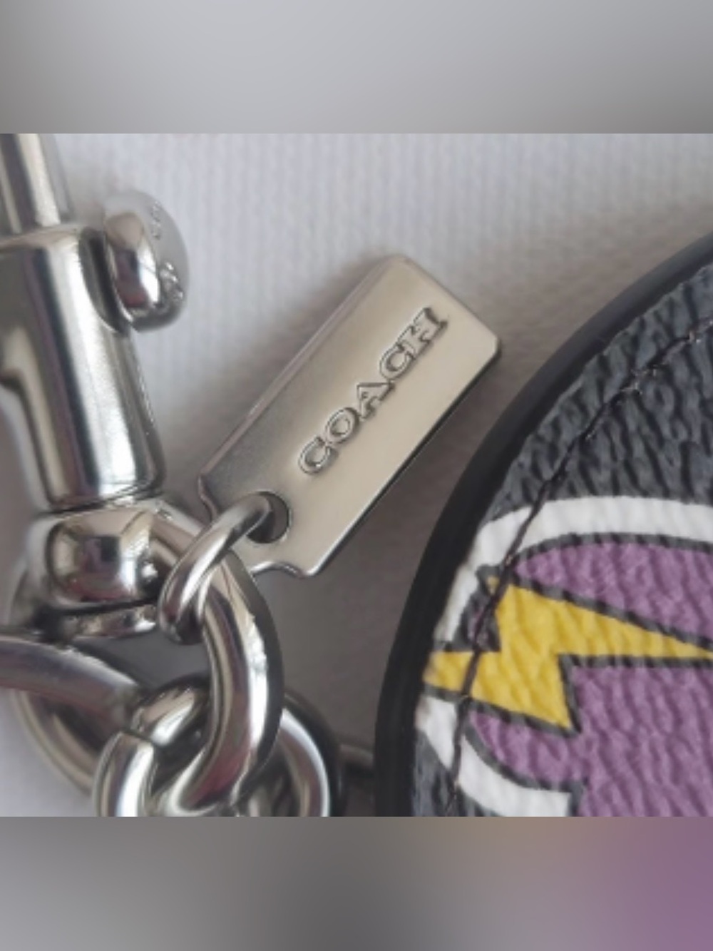 Coach NY Mirror Bag Charm With Hearts &Bolt neon-colored lightning boltsNWT - Picture 8 of 16